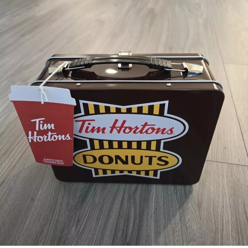 NWT Tim Hortons Retro Logo Tin Lunchbox Brown
